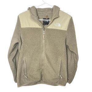 The North Face Zip Up Jacket Hoodie Fleece Polartec Beige Youth Girls L